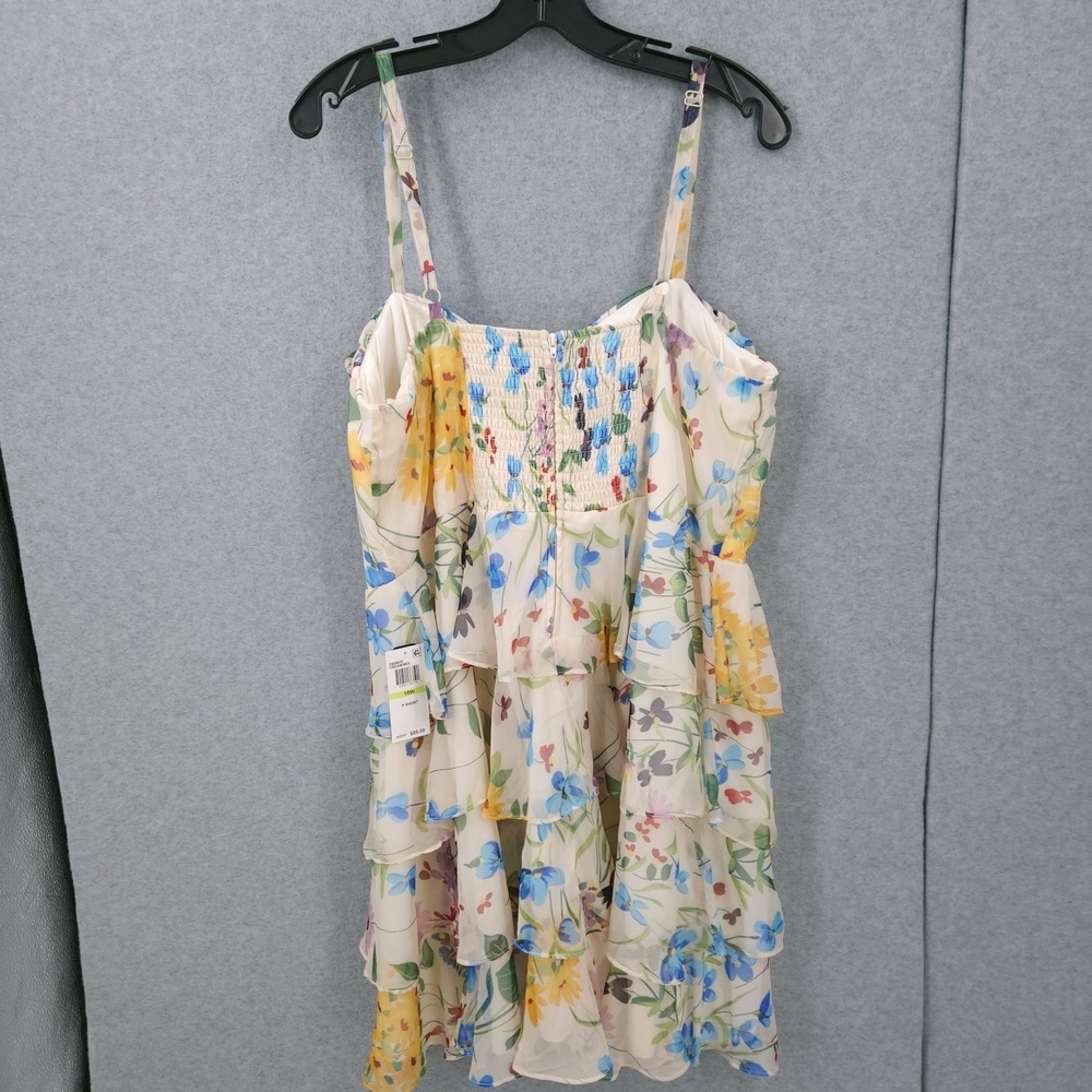 B Darlin Tiered Floral Trendy Chiffon Cream Fit & Flare Dress Womens Size 18W - Picture 5 of 8